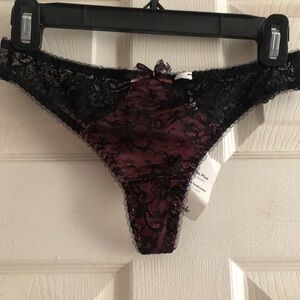 NWT AUBADE TANGA THONG BRIEF BLACK Lace sz XS